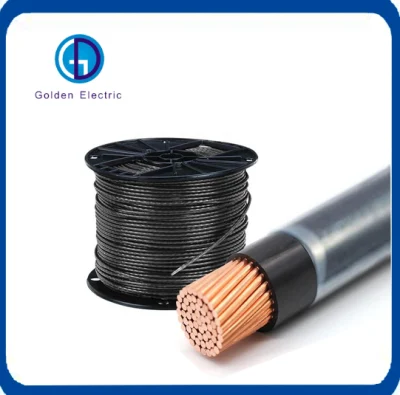 Chaqueta de nailon con aislamiento de PVC negro, núcleo único, 5,5mm, 1/0, 2/0, 3/0, 4/0 AWG, cable de cobre estándar Thhn